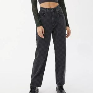 The Ragged Priest Checkerboard Dad Jeans